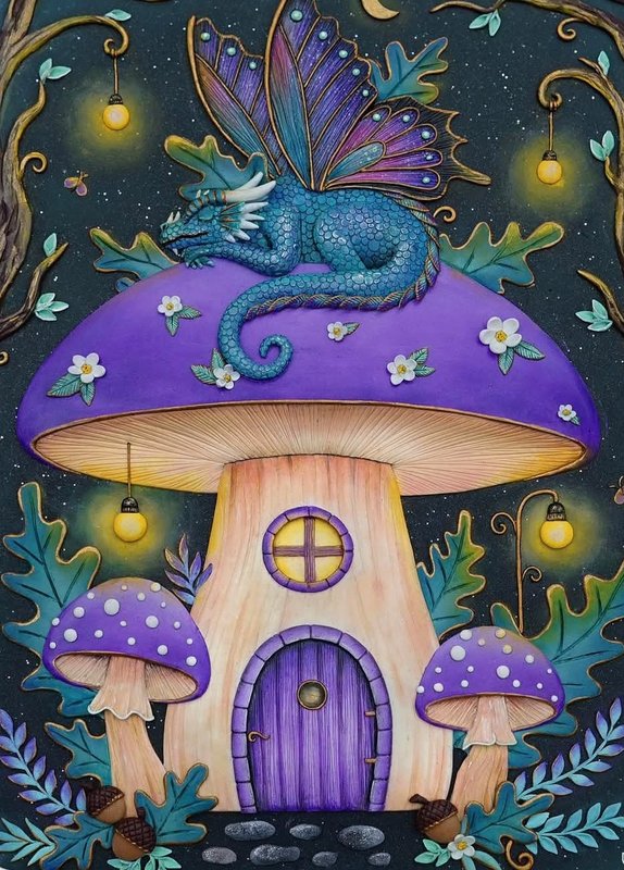 Fantasy mushroom house illustration